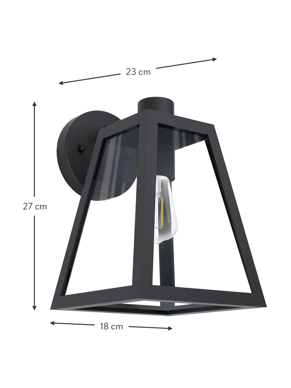 Applique murale d'extérieur noire Mirandola, larg. 18 x haut. 27 cm 4 Applique murale d'extérieur noire Mirandola, larg. 18 x haut. 27 cm – Image 2