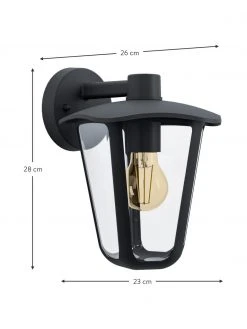 Applique murale d'extérieur noire Monreale, larg. 23 x haut. 28 cm -Jardin Soldes Boutique Applique murale dexterieur noire Monreale 2