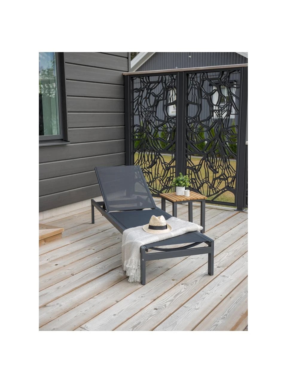 Bain de soleil aluminium noir Copacabana, larg. 60 x long. 195 cm 4 Bain de soleil aluminium noir Copacabana, larg. 60 x long. 195 cm – Image 2