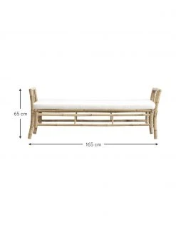 Lene Bjerre Banc de jardin bambou avec coussin d'assise Mandisa, larg. 165 x haut. 65 cmDisponibilité limitée -Jardin Soldes Boutique Banc de jardin bambou avec coussin dassise Mandisa 2