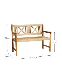 Banc de jardin en bois de teck Rosenborg, larg. 120 x haut. 89 cm -Jardin Soldes Boutique Banc de jardin en bois de teck Rosenborg 2