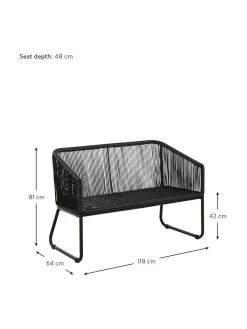 Westwing Collection Banquette de jardin en plastique tressé Moa, larg. 118 x prof. 64 cm -Jardin Soldes Boutique Banquette de jardin en plastique tresse Moa 2