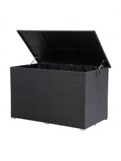 Boîte de rangement noire pour coussins Lora, larg. 154 x haut. 93 cm -Jardin Soldes Boutique Boite de rangement noire pour coussins Lora 2