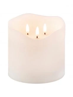Bougie LED en cire trois mèches, à piles Bona, Ø 15 x haut. 15 cm
