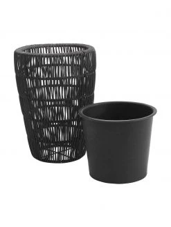 Westwing Collection Cache-pot en rotin noir Lucian, 3 élém., Lot de différentes tailles -Jardin Soldes Boutique Cache pot en rotin noir Lucian 3 elem 5