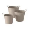 Cache-pot métal beige Derby, 3 élém., Lot de différentes tailles -Jardin Soldes Boutique Cache pot metal beige Derby 3 elem