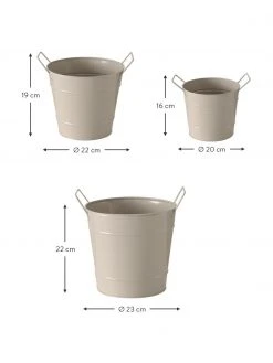 Cache-pot métal beige Derby, 3 élém., Lot de différentes tailles -Jardin Soldes Boutique Cache pot metal beige Derby 3 elem 2