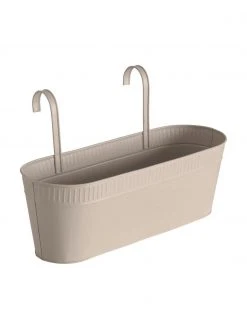 Cache-pot métal beige Tamina, larg. 43 x haut. 24 cm