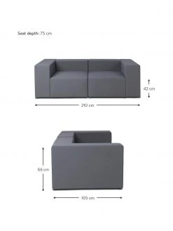 Westwing Collection Canap&eacute; 3 places d'ext&eacute;rieur modulable gris fonc&eacute; Simon, larg. 210 x prof. 105 cm -Jardin Soldes Boutique Canape 3 places dexterieur modulable gris fonce Simon 3