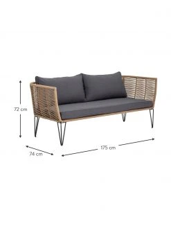 Bloomingville Canapé lounge de jardin en plastique tressé Mundo (2 places), larg. 175 x prof. 74 cm -Jardin Soldes Boutique Canape lounge de jardin en plastique tresse Mundo 2 places 2