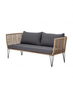 Bloomingville Canapé lounge de jardin en plastique tressé Mundo (2 places), larg. 175 x prof. 74 cm -Jardin Soldes Boutique Canape lounge de jardin en plastique tresse Mundo 2 places 3