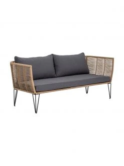 Bloomingville Canapé lounge de jardin en plastique tressé Mundo (2 places), larg. 175 x prof. 74 cm -Jardin Soldes Boutique Canape lounge de jardin en plastique tresse Mundo 2 places 4