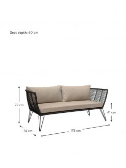 Bloomingville Canapé lounge jardin plastique tressé Mundo, larg. 175 x prof. 74 cm -Jardin Soldes Boutique Canape lounge jardin plastique tresse Mundo 2