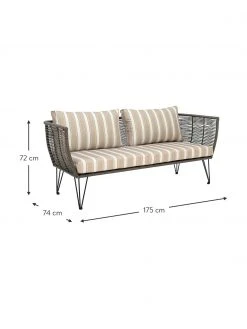 Bloomingville Canapé lounge jardin plastique tressé Mundo, larg. 175 x prof. 74 cm -Jardin Soldes Boutique Canape lounge jardin plastique tresse Mundo 7