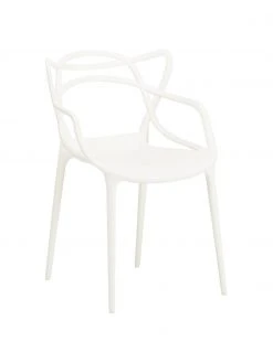 Kartell Chaise blanche à accoudoirs design Masters, 2 pièces, larg. 57 x haut. 84 cm