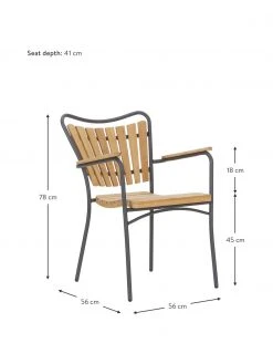 Chaise de jardin &agrave; accoudoirs en bois Hard & Ellen, larg. 56 x haut. 78 cm -Jardin Soldes Boutique Chaise de jardin a accoudoirs en bois Hard and Ellen 1