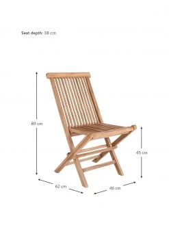Chaise de jardin en teck pliante Toledo, 2&nbsp;pi&egrave;ces, larg. 46 x prof. 62 cm -Jardin Soldes Boutique Chaise de jardin en teck pliante Toledo 2 pieces 2