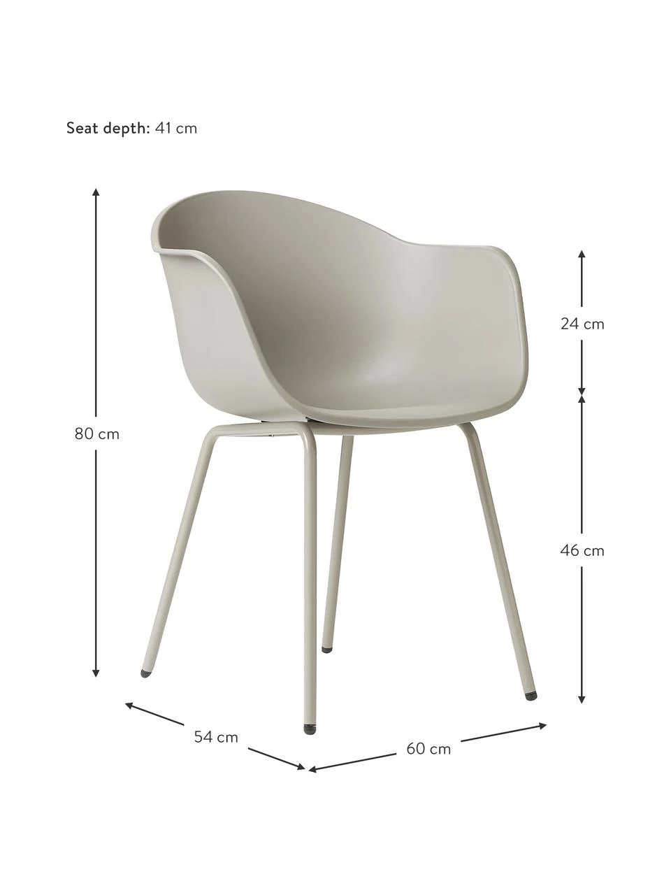Westwing Collection Chaise de jardin grise Claire, larg. 60 x prof. 54 cm 4 Westwing Collection Chaise de jardin grise Claire, larg. 60 x prof. 54 cm – Image 2