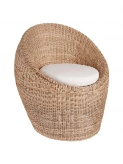 Chaise en rotin avec coussin d'assise Bolsena, larg. 76 x prof. 79 cm