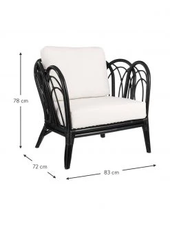 Chaise en rotin noire avec coussin Sherbrooke, larg. 83 x prof. 72 cm -Jardin Soldes Boutique Chaise en rotin noire avec coussin Sherbrooke 2