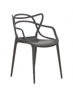 Kartell Chaise noire à accoudoirs design Masters, 2 pièces, larg. 57 x prof. 47 cm