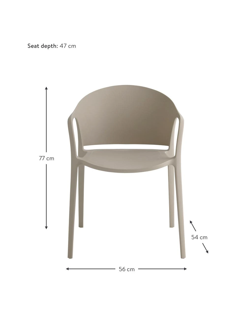 Chaise plastique beige Monti, 2 pièces, larg. 56 x prof. 54 cm 5 Chaise plastique beige Monti, 2 pièces, larg. 56 x prof. 54 cm – Image 3