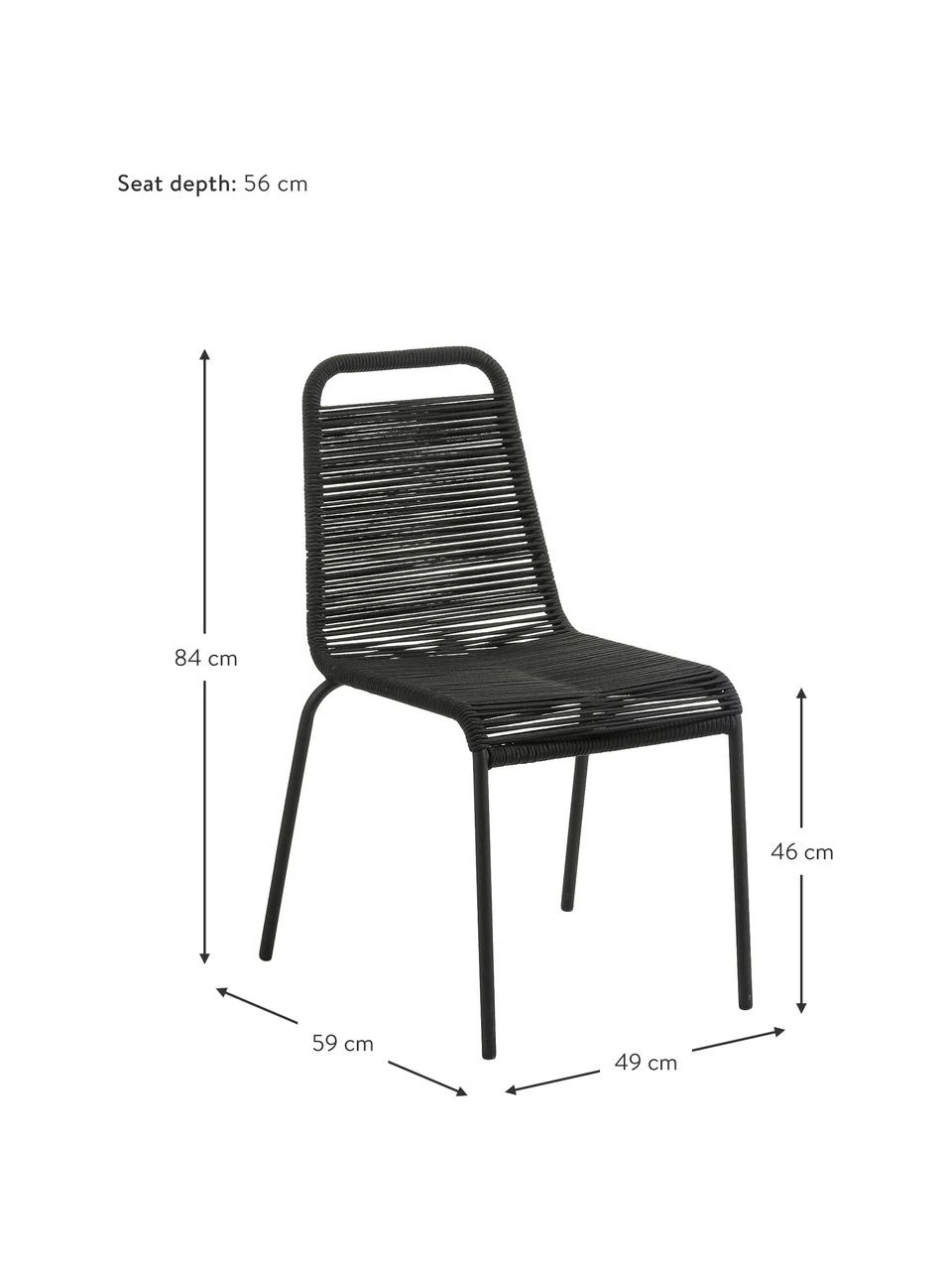 Chaises de jardin avec tressage en plastique Lambton, 2 pièces, larg. 49 x prof. 59 cm 5 Chaises de jardin avec tressage en plastique Lambton, 2 pièces, larg. 49 x prof. 59 cm – Image 3