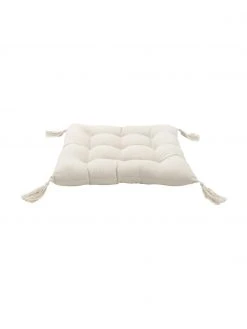 Westwing Collection Coussin de chaise 40x40 beige à houppes Ava, larg. 40 x long. 40 cm -Jardin Soldes Boutique Coussin de chaise 40x40 beige a houppes Ava 2