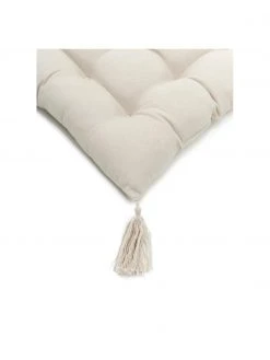 Westwing Collection Coussin de chaise 40x40 beige à houppes Ava, larg. 40 x long. 40 cm -Jardin Soldes Boutique Coussin de chaise 40x40 beige a houppes Ava 4