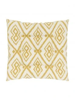 Westwing Collection Coussin de chaise 40x40 blanc crème/jaune Delilah, larg. 40 x long. 40 cm