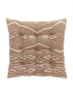 Westwing Collection Coussin de chaise 40x40 en coton brun Blaki, larg. 40 x long. 40 cm