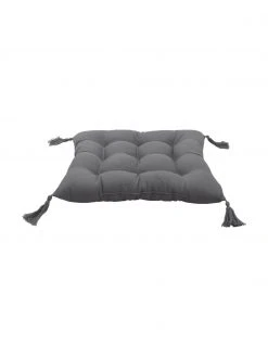 Westwing Collection Coussin de chaise 40x40 gris foncé à houppes Ava, larg. 40 x long. 40 cm 8 Westwing Collection Coussin de chaise 40x40 gris foncé à houppes Ava, larg. 40 x long. 40 cm -Jardin Soldes Boutique Coussin de chaise 40x40 gris fonce a houppes Ava 2