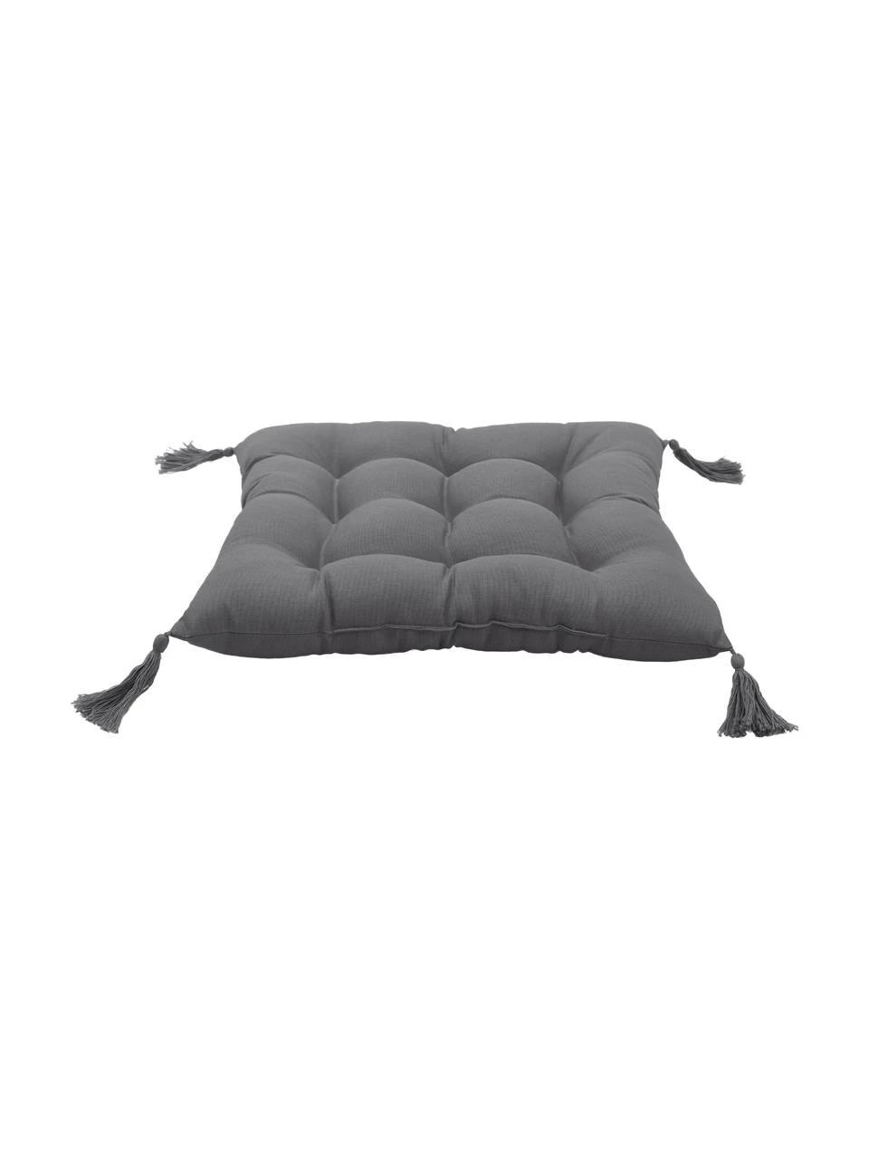 Westwing Collection Coussin de chaise 40x40 gris foncé à houppes Ava, larg. 40 x long. 40 cm 5 Westwing Collection Coussin de chaise 40x40 gris foncé à houppes Ava, larg. 40 x long. 40 cm – Image 3