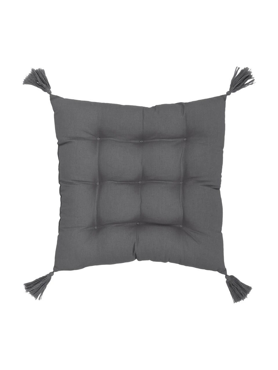 Westwing Collection Coussin de chaise 40x40 gris foncé à houppes Ava, larg. 40 x long. 40 cm 3 Westwing Collection Coussin de chaise 40x40 gris foncé à houppes Ava, larg. 40 x long. 40 cm