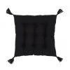 Westwing Collection Coussin de chaise 40x40 noir à houppes Ava, larg. 40 x long. 40 cm