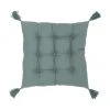 Westwing Collection Coussin de chaise 40x40 vert sauge à houppes Ava, larg. 40 x long. 40 cm -Jardin Soldes Boutique Coussin de chaise 40x40 vert sauge a houppes Ava