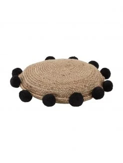 Westwing Collection Coussin décoratif rond jute à pompons Fiko, Ø 40 cm -Jardin Soldes Boutique Coussin decoratif rond jute a pompons Fiko 3