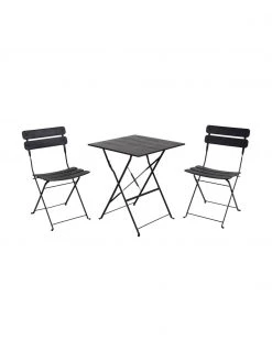 Brafab Ensemble de balcon pliable en acier noir Ponte, 3 élém., Lot de différentes tailles