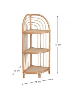 Etagère d'angle rotin marron clair Kantha, larg. 46 x haut. 93 cm -Jardin Soldes Boutique Etagere dangle rotin marron clair Kantha 1