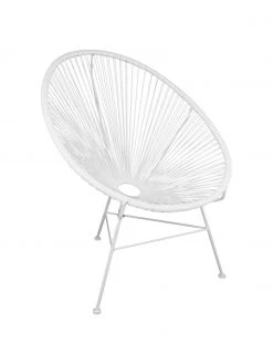 Westwing Collection Fauteuil acapulco blanc plastique tressé Bahia, larg. 81 x prof. 73 cm