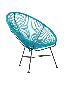 Westwing Collection Fauteuil acapulco bleu caraïbe plastique tressé Bahia, larg. 81 x prof. 73 cm