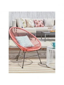Westwing Collection Fauteuil acapulco corail plastique tressé Bahia, larg. 81 x prof. 73 cm -Jardin Soldes Boutique Fauteuil acapulco corail plastique tresse Bahia 2