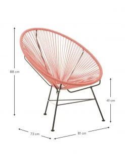 Westwing Collection Fauteuil acapulco corail plastique tressé Bahia, larg. 81 x prof. 73 cm -Jardin Soldes Boutique Fauteuil acapulco corail plastique tresse Bahia 3