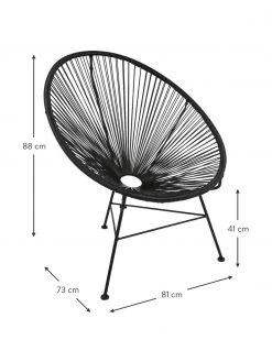 Westwing Collection Fauteuil acapulco noir plastique tressé Bahia, larg. 81 x prof. 73 cm -Jardin Soldes Boutique Fauteuil acapulco noir plastique tresse Bahia 2