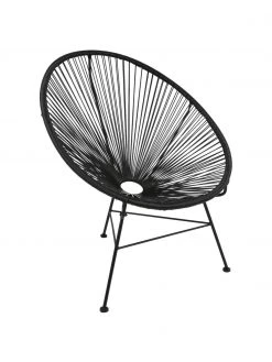 Westwing Collection Fauteuil acapulco noir plastique tressé Bahia, larg. 81 x prof. 73 cm