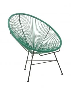 Westwing Collection Fauteuil acapulco vert forêt plastique tressé Bahia, larg. 81 x prof. 73 cm