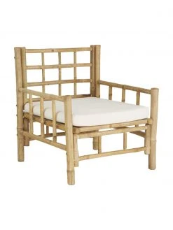 Lene Bjerre Fauteuil en bambou assise rembourrée Mandisa, larg. 70 x prof. 70 cm