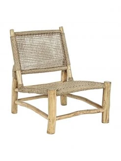 Bizzotto Fauteuil lounge bohème bois de teck Lampok, larg. 62 x haut. 79 cmDisponibilité limitée