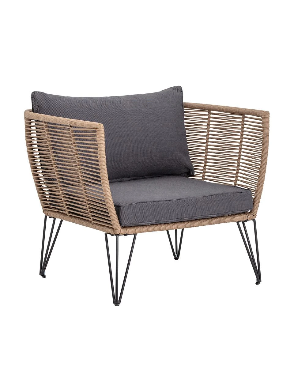 Bloomingville Fauteuil lounge de jardin en plastique tressé Mundo, larg. 87 x prof. 74 cm 3 Bloomingville Fauteuil lounge de jardin en plastique tressé Mundo, larg. 87 x prof. 74 cm