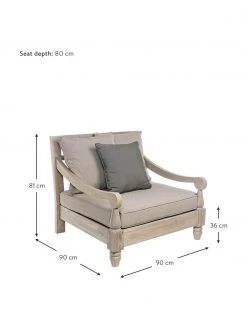 Bizzotto Fauteuil lounge de jardin en teck Bali, larg. 90 x prof. 90 cm -Jardin Soldes Boutique Fauteuil lounge de jardin en teck Bali 2